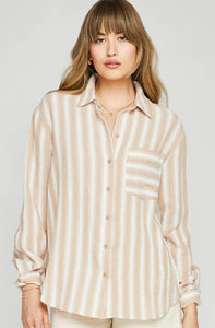 Gentle Fawn - Sonia Button-Down Shirt ~ Sand Stripe