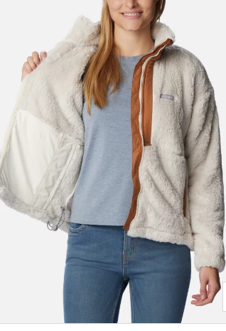 Columbia - Women's Boundless Discovery™ Full Zip Sherpa Jacket ~ Chalk, Camel Brown