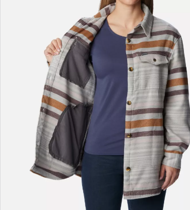 Columbia - Women's Calico Basin™ Shirt Jacket ~ Grey Heathered Stripe