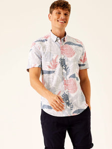 Garcia - Short sleeved button white shirt with print