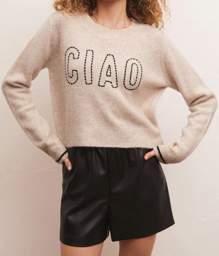 Z Supply - MILAN CIAO SWEATER ~ Light Oatmeal Heather