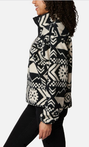 Columbia - Women's Helvetia™ Cropped Half Snap Fleece Pullover ~ Black Checkered Peaks Tonal