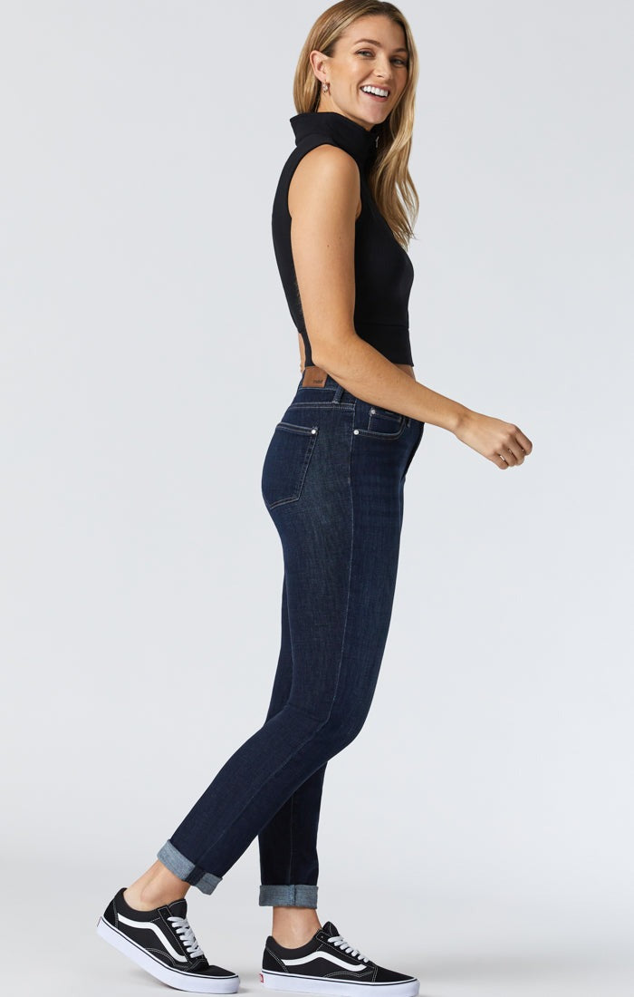 Mavi - Kathleen Slim boyfriend jeans High rise ~ deep brushed feather blue