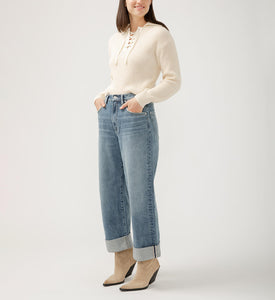 Silver - 90s Baggy Mid Rise Wide Leg Jeans ~ Indigo