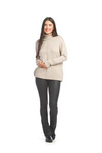 Papillon - Turtle Neck V-Detail Sweater ~ Oatmeal