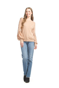 Papillon - Sweater & Lace Puff Sleeve ~ Camel