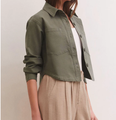 Z Supply - CROPPED TWILL JACKET ~ Evergreen