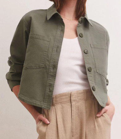 Z Supply - CROPPED TWILL JACKET ~ Evergreen