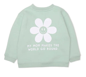 Brunette the Label - "WORLD GO ROUND" LITTLE BABES CREW NECK SWEATSHIRT ~ SAGE