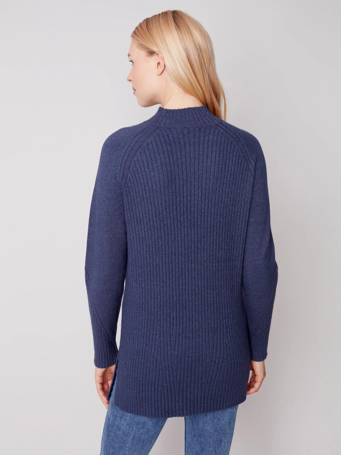 Charlie B - Mock Neck Tunic Sweater - Denim