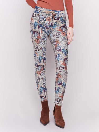 Charlie B - Printed Suede Crinkle Jogger Pants ~ Multicolor