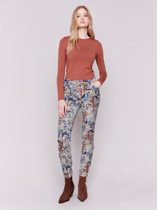 Charlie B - Printed Suede Crinkle Jogger Pants ~ Multicolor